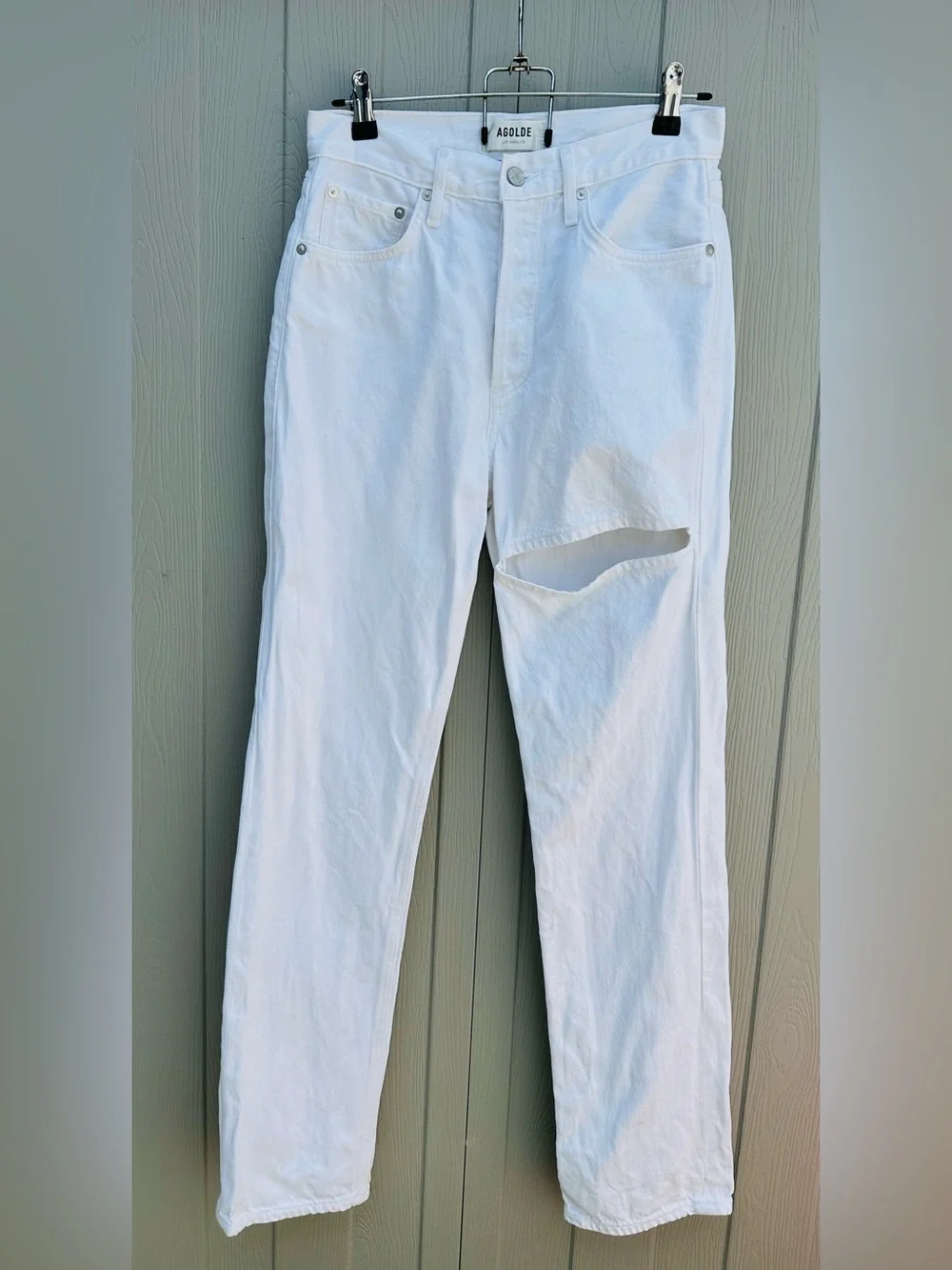 Agolde Lana Slice Jeans Button Fly White Size 25